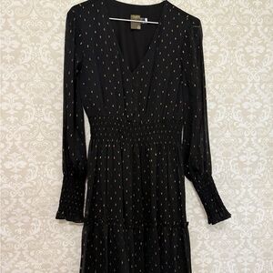 Taylor Black Dress with Gold Accents